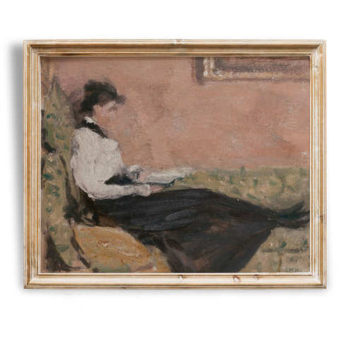 Woman Book Reading Painting Library Wall Art