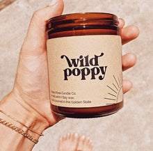 Load image into Gallery viewer, Wild Poppy 8 oz coconut wax amber jar candle