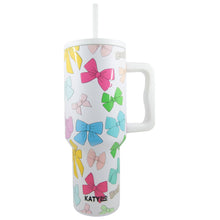 Load image into Gallery viewer, Multicolored Coquette Bows 40 Oz Tumbler w/ Handle