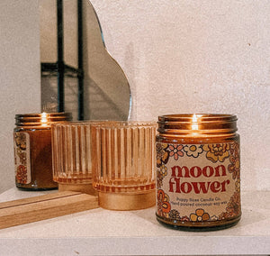 Moon flower 8 oz amber jar coconut wax candle