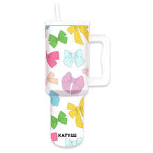Load image into Gallery viewer, Multicolored Coquette Bows 40 Oz Tumbler w/ Handle