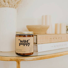 Load image into Gallery viewer, Wild Poppy 8 oz coconut wax amber jar candle