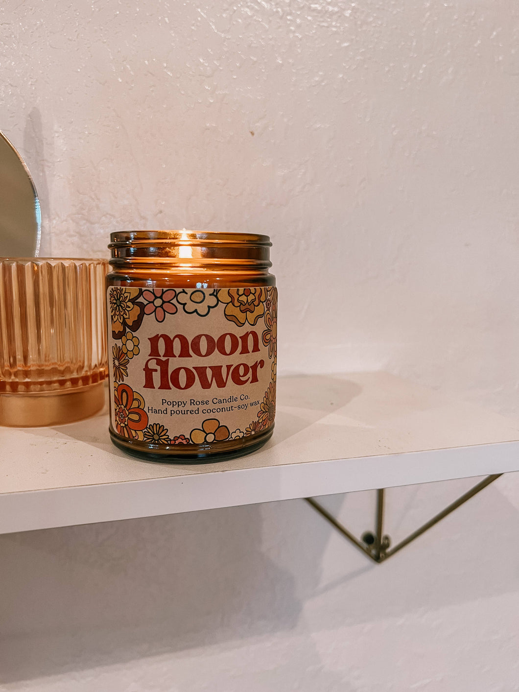 Moon flower 8 oz amber jar coconut wax candle