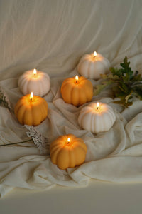 Pumpkin Shaped Candle - white